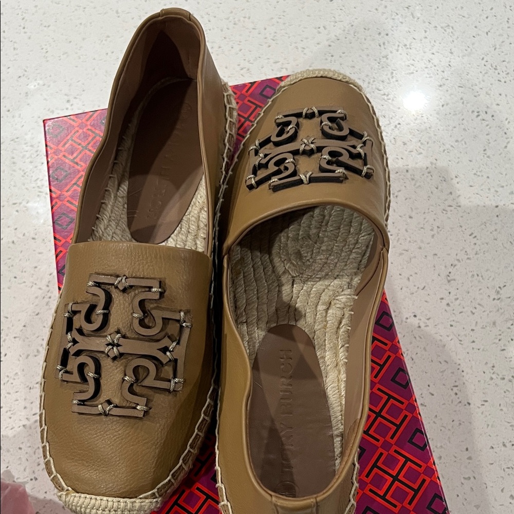 Tory Burch Tan Espadrille Flats